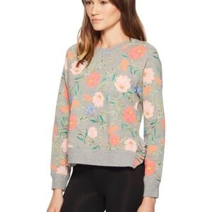 Kate spade floral grey ruffle side sweater large
